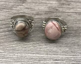 925 Sterling SilverPink Oval Stone Size 8 left 8.5 Right 10.78 grams  $50 each