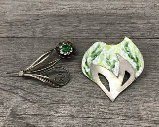 Vintage Sterling Silver Pin Brooches Lot Abstract Floral Flower 22.71 Grams $75 for both or $50 each