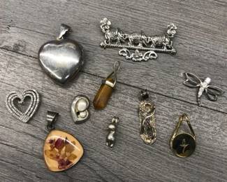 925 Sterling Silver Jewelry Pendant Lot of 10 Charms 34.97 Grams $75 or 2 for $35