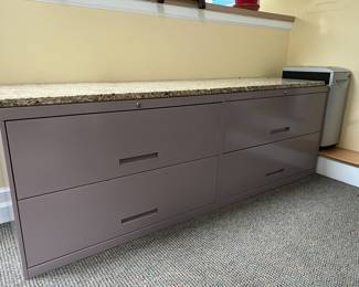 2-lateral heavy duty file cabinets.  42” wide by 28” high by 18’ deep. Cabinets can be stacked. Configured for letter or legal size.