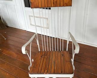 Vintage wrought iron patio rocking chair