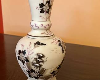 Victorian opaline Bristol Glass Vase. 9” tall