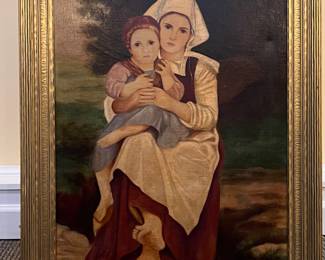 Antique mother and child painting