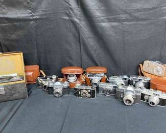 Assorted Vintage Film Cameras Kodak, Canon, Olympus, Plus More 