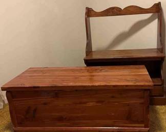 Cedar Chest And Wood Stand 