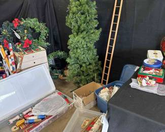 Christmas Lot W Tree Wreaths  Wrapping Paper And Others 