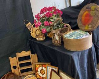 Souther Style Decor Lot Needle Point  Baskets  More 