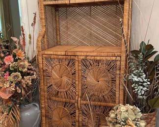 Wicker Shelf And Floral Room Accents 