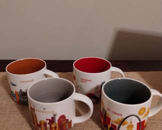 Starbucks mugs, "You Are Here" series: Chicago, Kansas City, Nashville, St. Louis