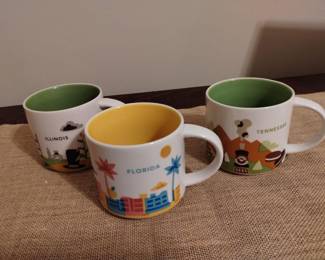 Starbucks mugs, "You Are Here" series: Florida, Illinois, Tennessee 