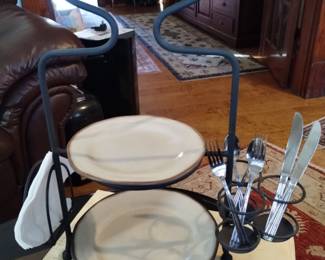 -Wrought iron picnic organizer