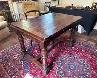 Circa 1880's Oak Expandable Pub Table w/ Bun Feet