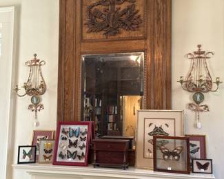 19th Century French Hand Carved Cartouche Mirror