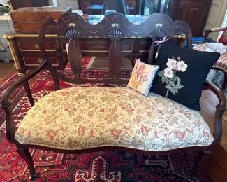 Mother of Pearl Inlaid Edwardian Loveseat