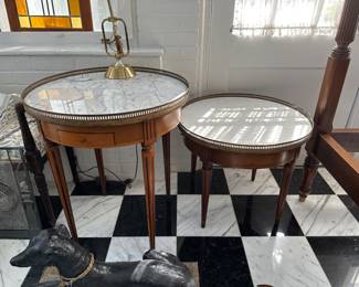 Marble Top Tables w/ Pierced Brass Edge