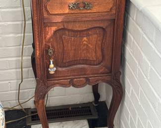 Early 20th Century Oak End Table w/ Stone Top (2 Available)