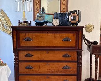 1840's American Mahogany Dresser w/ Maple Veneers