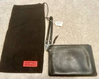 Cole Haan black leather zippered pouch