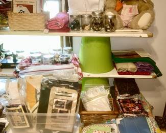 Lots of quilting fabric, buttons, sewing kits (SOME SOLD)
