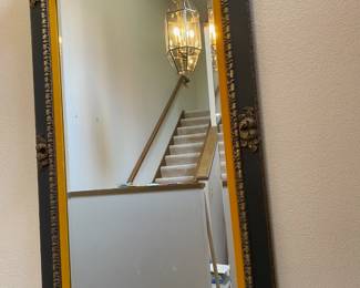 Ornate Gold Tone/Black Rectangular Mirror