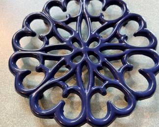 Blue Enameled Cast Iron Trivet