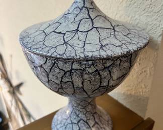 Royal Haeger Purple/Grey Cracked Design Mid Century Covered Candy Dish 