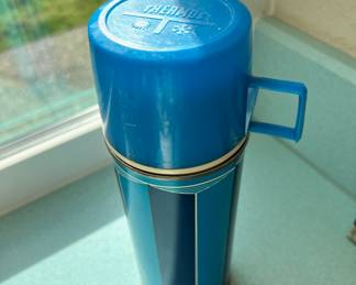 1974 Blue Striped King Sealy Thermos