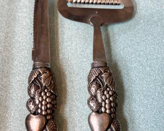Fruit Themed Pewter/Stainless Steel Cheese Slicer and Knife
