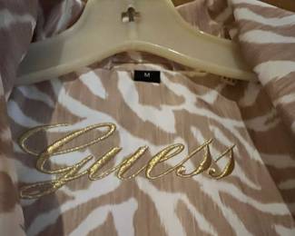 Y2K ﻿Retro Gold/Beige Zebra Print Pattern Trench/Pea Coat Style Jacket﻿, Size Medium