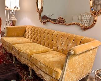 Vintage tufted back velvet sofa