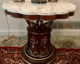 Marble top Hollywood regency table