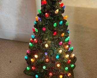 18 to 20+ inches vintage ceramic tree with music box all works