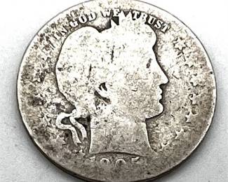 Lot 022   3 Bid(s)
1905 Silver Barber Quarter