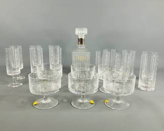 Godinger Crystal Decanter and Six (6) Each Rosenthal Wine, Highball and Dessert Glasses
