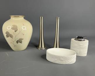 German Vase, Rosenthal Catchall Dish & Lighter and Pewter Bud Vases
