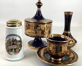 Spyropoulos Greek 24K Gold Plated Cobalt Blue Floral Collection and more
