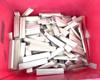 1" Craft Wood Pieces in Plastic Storage Box
