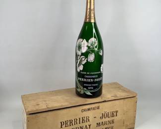 1978 Perrier Jouet Bottle and Wood Crate

