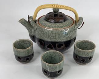 Japanese Somayaki Soma Ware Tea Set
