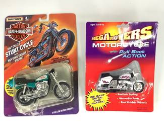 Matchbox Harley Davidson Stunt Cycle & Mega Movers Pull Action Motorcycle