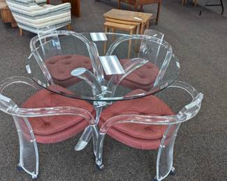 Charles Hollis Jones Lucite table and chairs 