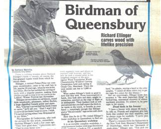 Article about Richard Ellinger, Award Winning Wood Carver