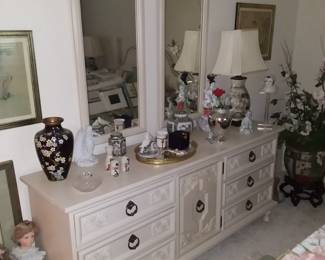 Triple dresser with mirrors, decor 