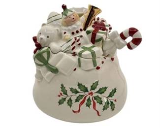 Lot 038   
Holiday Sugar Bowl with Spoon, by Lenox