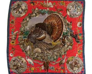 Kermit Oliver Texas, b. 1943 designing for Hermes Paris, Faune et Flore du Texas , silk square scarf