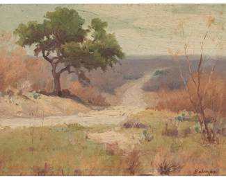 Porfirio Salinas (San Antonio, Texas, 1910-1973), Texas Hill Country landscape, oil on board