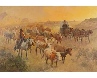 Robert Pummill Texas, b. 1936, River of Hide and Horn , oil on canvas