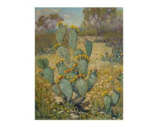Robert Harrison Texas, b. 1949, Cactus on Kip Ranch , oil on canvas
