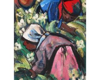 HENNIE NIEMANN (B. 1941) | Harvesters. Oil on paper
Signed and dated 97 lower left. Sight 13 x 9.25. w. 22.25 x h. 26.25 in. (frame)