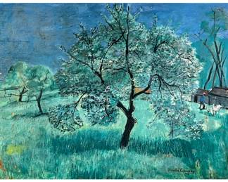 NICOLAI S. CIKOVSKY (1894-1984) | Orchard landscape. Oil on board. Signed and dated 49 lower right
Verso with sketch of a male portrait. 22 x 28 in.
w. 36.5 x h. 30.5 in. (frame)
